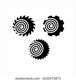 Design exclusivo do logotipo da lua com engrenagem e elementos de lâmina de serra.