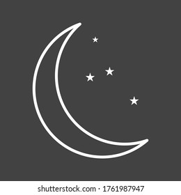 Unique Moon And Stars Vector Line Icon