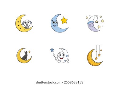 Unique Moon Themed Vector Illustration for Creative Designs