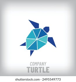 Unique mosaic glass turtle design logo. Creative animal, company icon template. vector