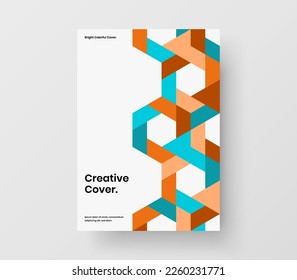 Unique mosaic hexagons handbill template. Creative company identity design vector illustration.