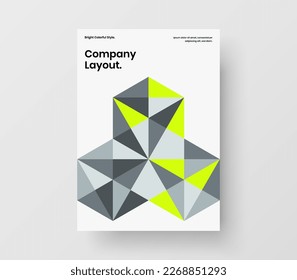 Unique mosaic pattern brochure template. Original placard design vector illustration.