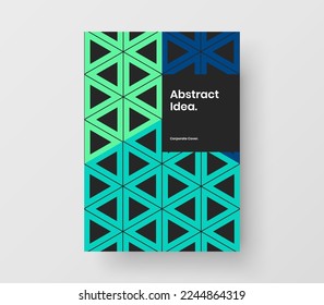 Unique mosaic pattern flyer illustration. Isolated cover A4 design vector template.
