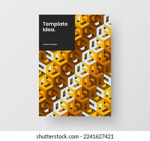 Unique mosaic pattern placard template. Abstract brochure A4 design vector illustration.