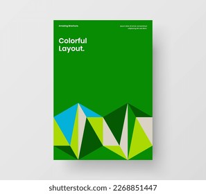 Unique mosaic shapes booklet layout. Colorful front page A4 design vector concept.