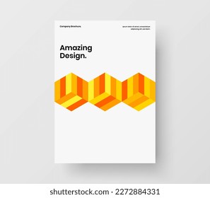 Unique mosaic shapes catalog cover concept. Bright presentation vector design template.