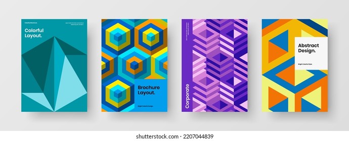 Colección única de plantillas de presentación de formas de mosaico. Composición de diseño de vectores de identidad corporativa vívida.