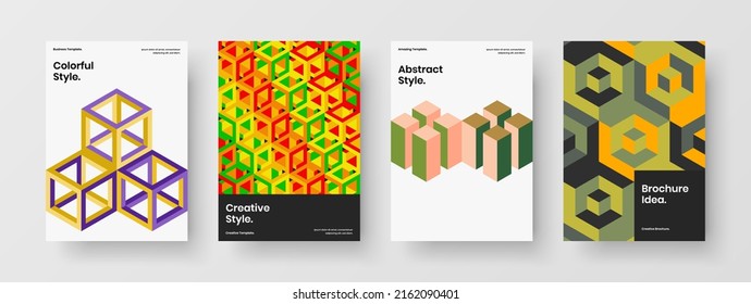 Unique mosaic tiles booklet concept set. Simple cover vector design template collection.
