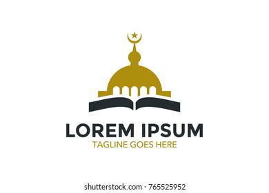unique mosque illustration logo with simple shape and color. vector. editable