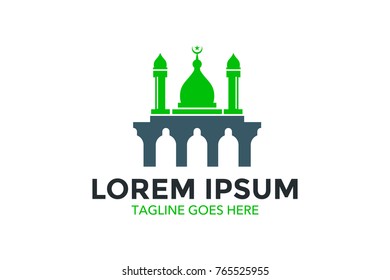 unique mosque illustration logo with simple shape and color. vector. editable