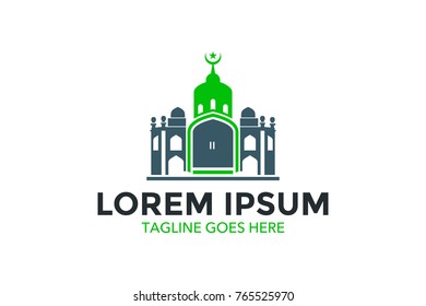 unique mosque illustration logo with simple shape and color. vector. editable