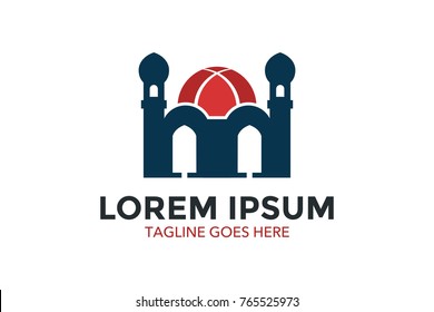 unique mosque illustration logo with simple shape and color. vector. editable