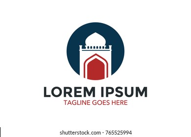 unique mosque illustration logo with simple shape and color. vector. editable