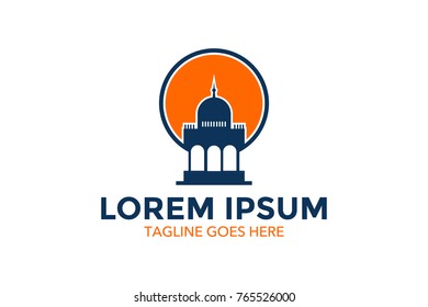 unique mosque illustration logo with simple shape and color. vector. editable