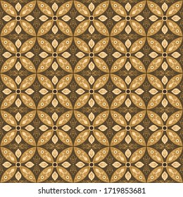 The unique motif of Kawung batik with golden brown color