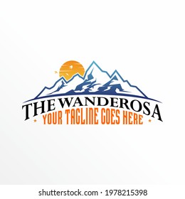 Unique Mountain or iceberg image graphic with sunrise icon logo design abstract concept vector stock. Can be used as a symbol related to adventure.