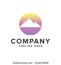 Unique mountain line colorful logo design