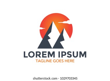 unique mountain logo. vector illustration. minimalist. symbol