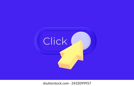 Unique mouse cursor click button 3D icon illustration simple.Realistic vector illustration.