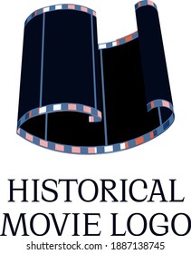 Unique movie logo for film production. Vector camera and cinematic effect