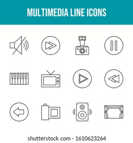 Unique Multimedia Line Icons Set