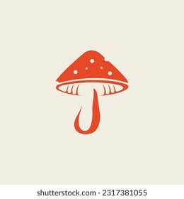 Unique Mushroom Logo Design Vector Illustration. Suitable for Mushroom Farm Logo.