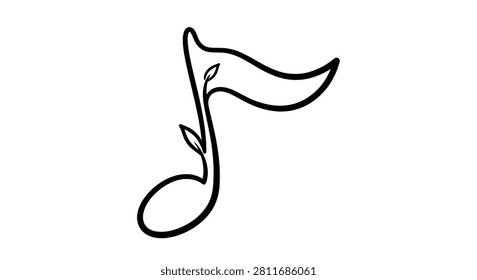 Unique musical note and leaf fusion icon, ideal for eco-friendly music festivals, natural soundscapes, and organic audio brands.
