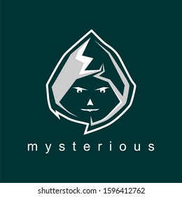 Unique mysterious face with veil like hacker image graphic icon logo design abstract concept vector stock. Can be used as symbol related to internet or character.