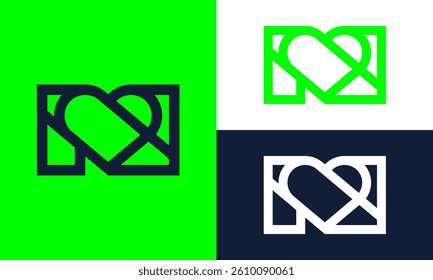 Unique N heart logo template.
