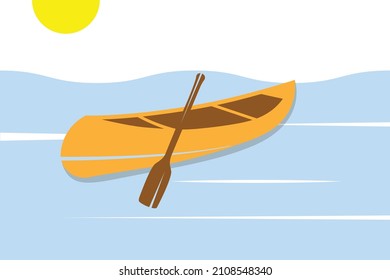 Unique Natural Digital  Canoe Vector Boat Design. 