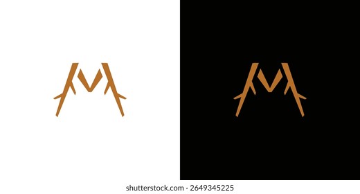 Unique and natural initial M stem logo design