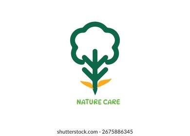 design exclusivo logotipo de cuidado da natureza com forma de árvore