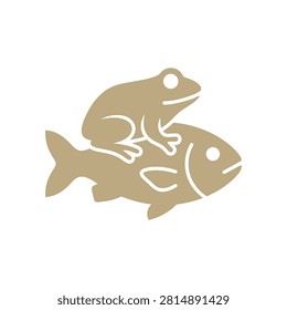 Unique nature icon representing synergy between aquatic species.