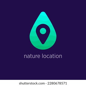 Unique nature location logo design. Modern design color. Water drop and location logo template. vector.
