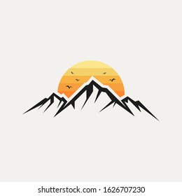 unique nature mountain sunset vector