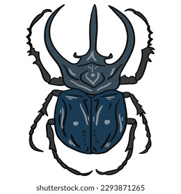 unique navy horn beetle ,good for graphic design resources, posters, banners, templates, prints, coloring books and more.