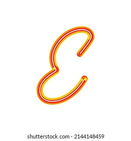 Unique neon handwritten simple letter E. Red linear tube neon. The letter 'E. 3d illustration. high quality vector 3d illustration. Collection Handwritten Alphabet.