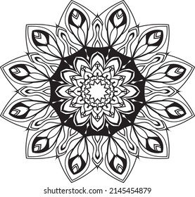 unique new art style hand drawn abstract black and white colors mandala background design vector