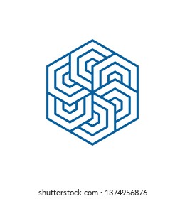 Unique New Geometric Design Icon Symbol Logo for technology business health company with modern high end look