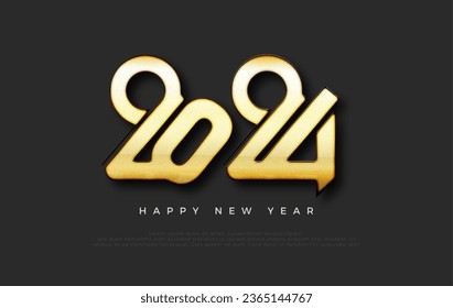 unique new year 2024 numbers with a touch of shiny gold color and on a clean background. premium design for posters, banners and social media.