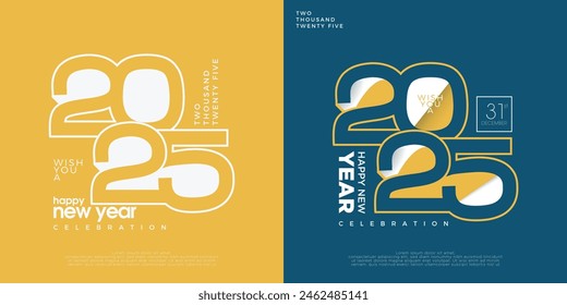 Diseño único del número del año Nuevo 2025 con colores simples. Vector premium para el diseño de calendarios, afiches y publicaciones en redes sociales para la Navidad.