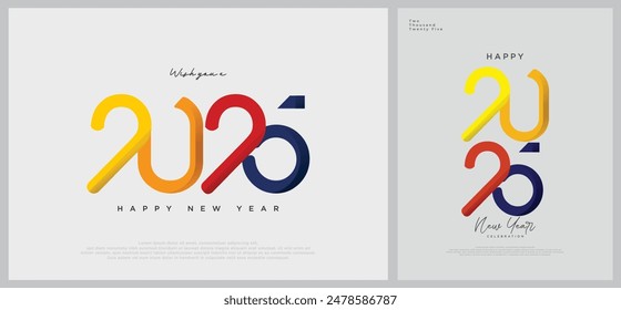 Unique New Year 2025 numbers with illustrations of numbers cut out with modern color combinations. Vector premium design for 2025 calendar, poster and book cover design.