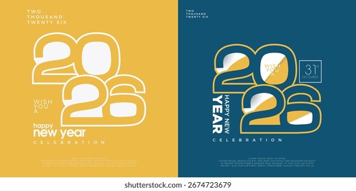 Design de número exclusivo Ano Novo 2026 com coloração simples. Design para 2026 contribuição de celebração de ano novo. vetor premium para design de calendário, cartazes e postagens de mídias sociais para o Natal.
