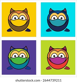 unique ninja bird icon in some simple background mock ups