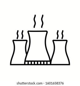 Unique Nuclear Plant Vector Line Icon