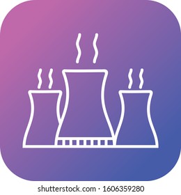Unique Nuclear Plant Vector Line Icon