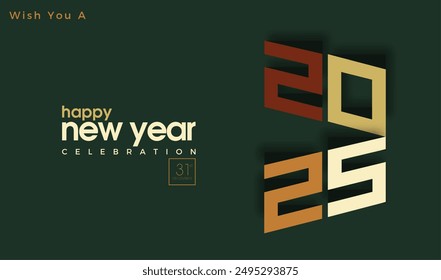 Unique Number Design for a Happy New Year 2025 Celebration. Premium vector design with vintage style.