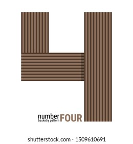 Unique number shape design with line Basketry pattern. Simple vector illustration with A harmonious blend of retro and modern styles. You can change the color as needed. Subtle minimalist design.