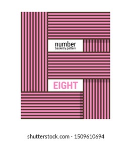 Unique number shape design with line Basketry pattern. Simple vector illustration with A harmonious blend of retro and modern styles. You can change the color as needed. Subtle minimalist design.