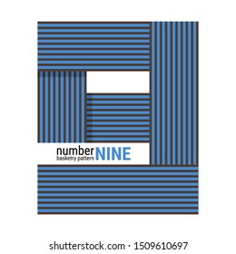 Unique number shape design with line Basketry pattern. Simple vector illustration with A harmonious blend of retro and modern styles. You can change the color as needed. Subtle minimalist design.